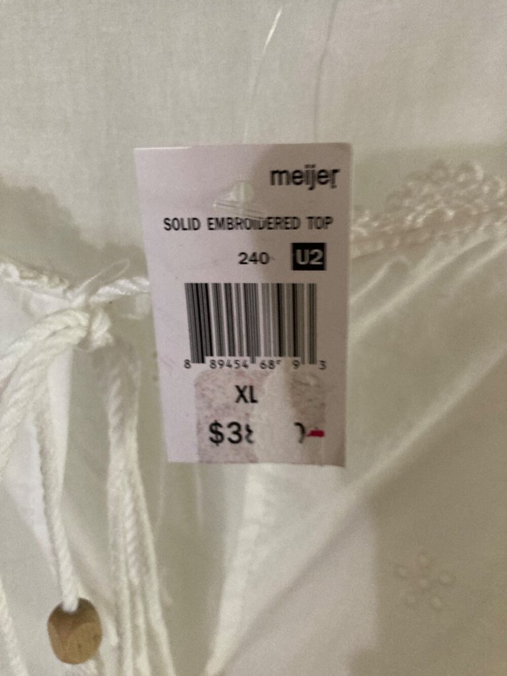 Penelope Rose White Embroidered Short Sleeved Top XL  NWT - Picture 4 of 9